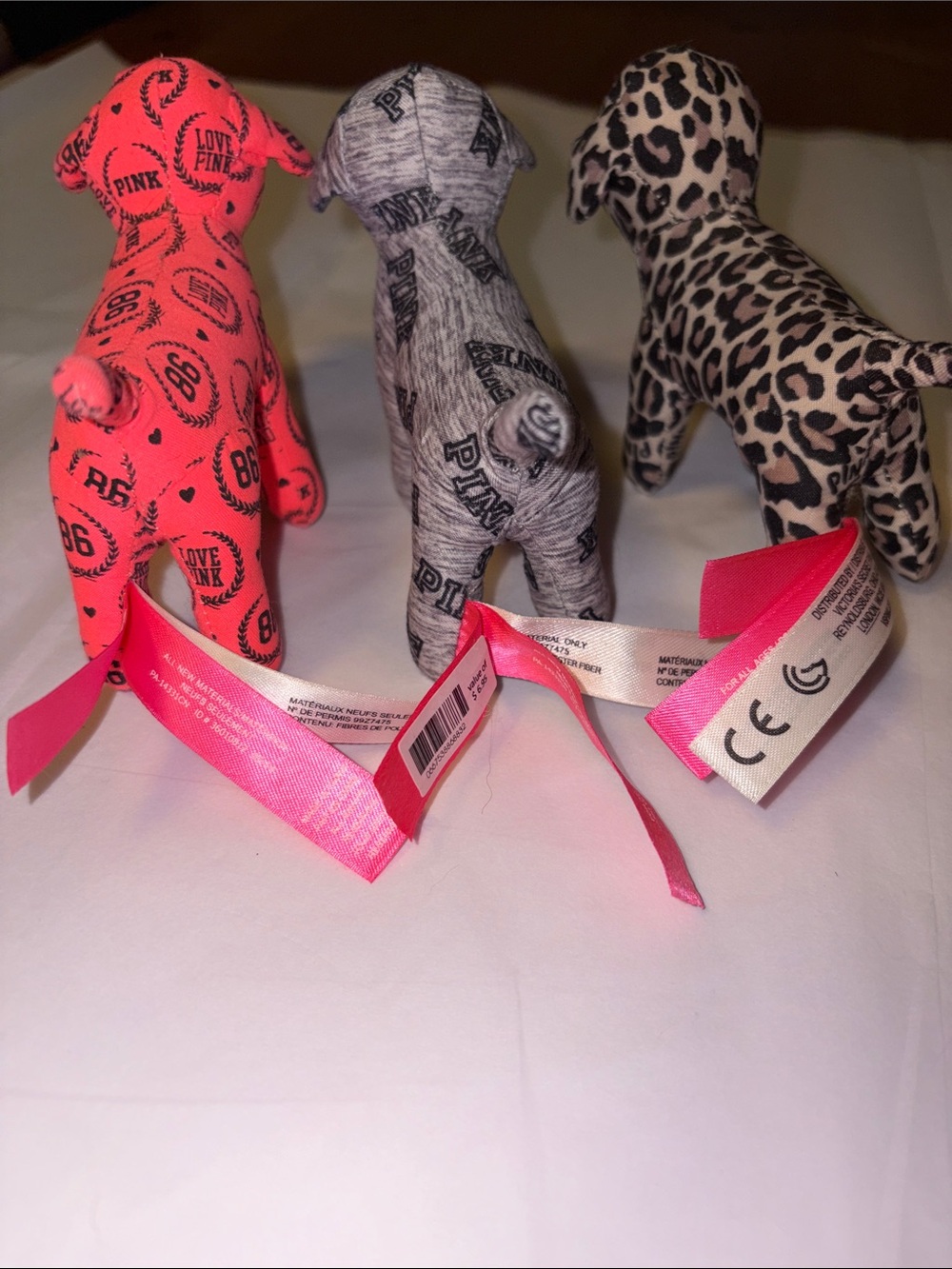 PINK Plush Dog Set in Pink Gray and Leopard Print - Picture 4 of 4